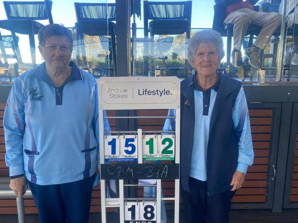 Featured image for “Great match the Final of the Open Veteran Pairs in an exciting and very close game played today. Maryanne Buckley and Chris Kilby defeated Adele Pobje and Barbara Waddington 15 – 12. Some wonderful bowls were played by all players Congratulations to all. #wp”