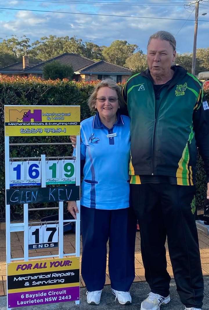 Featured image for “The Final of the Open Major/Minor Pairs Competition was played today. Excellent bowls were played and Sharyn Samels and Kevin Wilkinson were the winners and Glen Dickson and Tim Harris were runners up. Score was 19/18, a very close game. Congratulations to all four players and a special mention to Tim (our boss) as it was only the second game he had played. The weather was cold and windy but all bowlers did very well. Well done to them all. #wp”