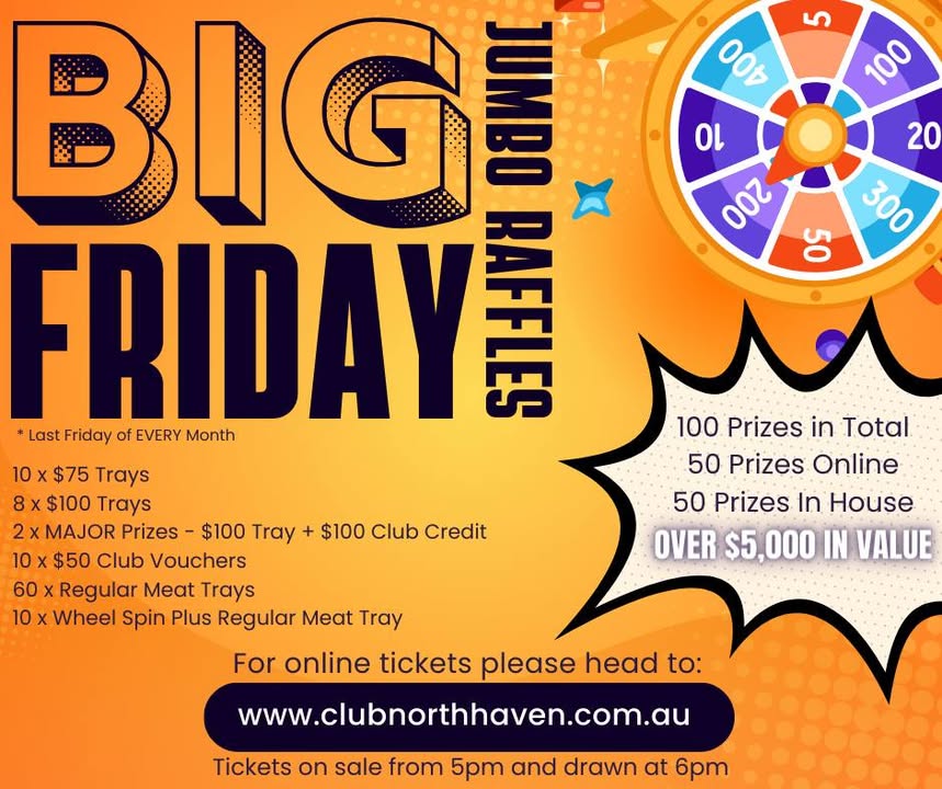 Featured image for “Big Friday Jumbo Raffles Tonight at Club North Haven”