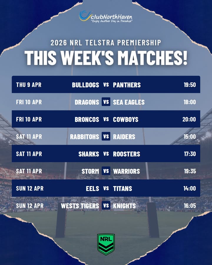 Featured image for “NRL Action Live This Week at Club North Haven”