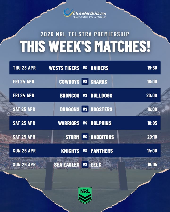 Featured image for “NRL This Week at Club North Haven”