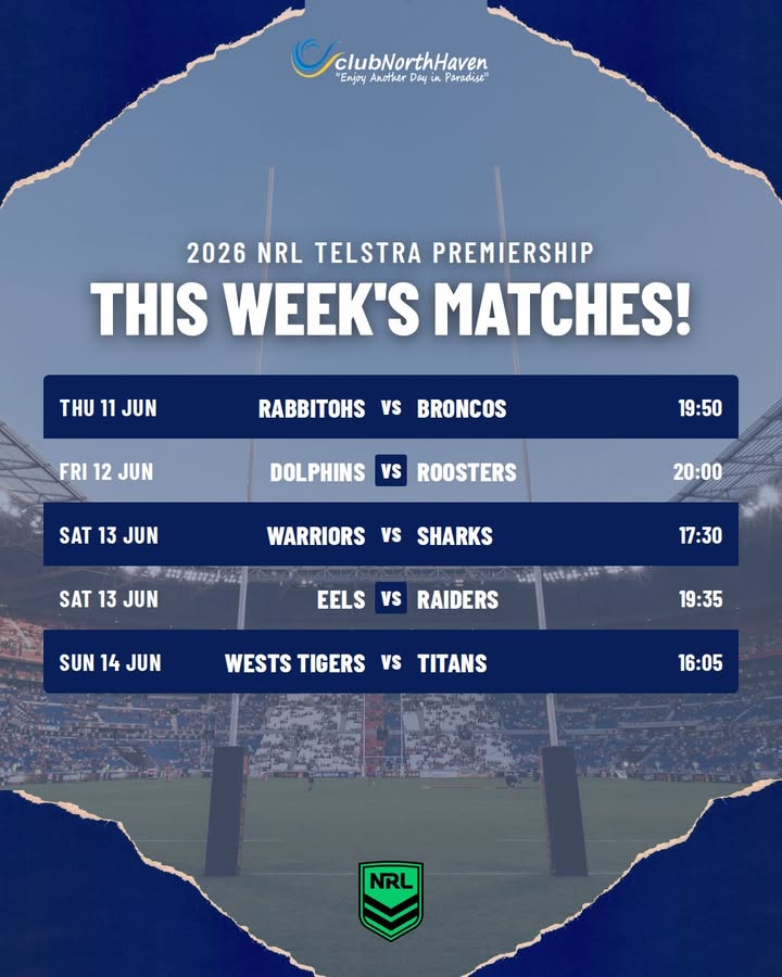 Featured image for “NRL This Week at Club North Haven”