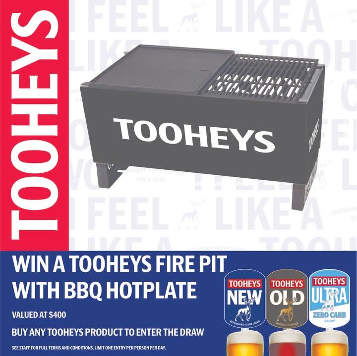 Featured image for “Win a Tooheys Fire Pit with BBQ Hotplate at Club North Haven”