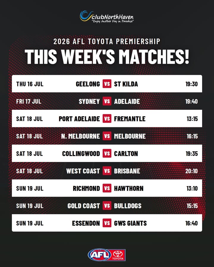 Featured image for “Watch AFL & NRL Live This Week at Club North Haven”